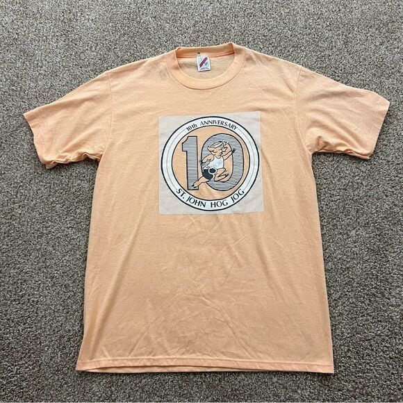 Vintage Jerzees Hog Jog Benefit Run Shirt Men's L - Picture 1 of 5